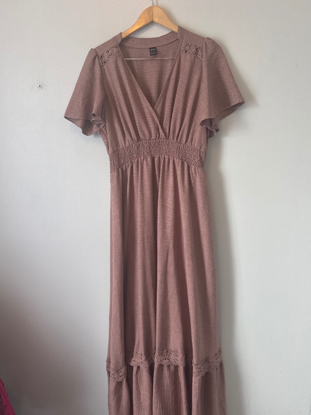 SHEIN wrap front flutter sleeve maxi dress